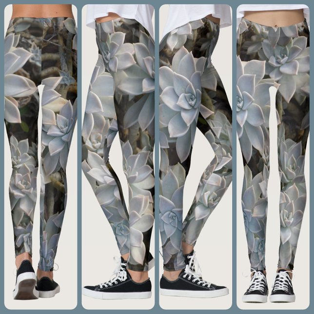 Legging Suculentas Botânico Azul Prateado (Criador carregado)