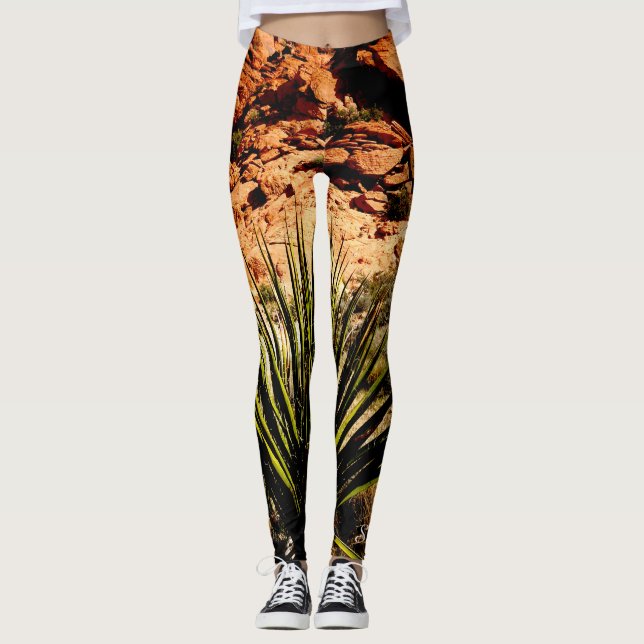 Legging Sudoeste de Yucca deixa verde castanho (Frente)