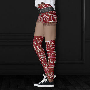 Legging Sudorese Festiva Vermelha Curta Camisa   Pele Escu