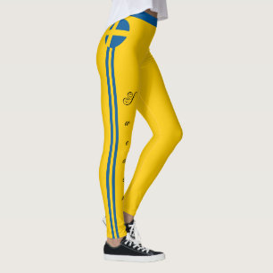Legging Suecia e bandeira sueca, adeptos de viagem/ esport