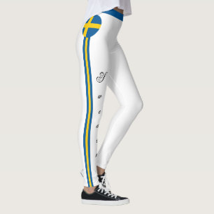 Legging Suecia e bandeira sueca, adeptos de viagem/ esport