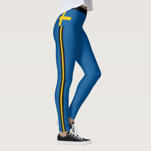 Legging Suecia e bandeira sueca moda, fã de viagem/esporte