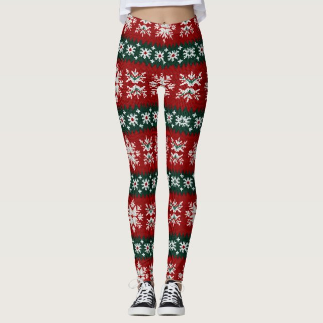 Legging Suéter De Natal Feio Vermelho E Verde (Frente)