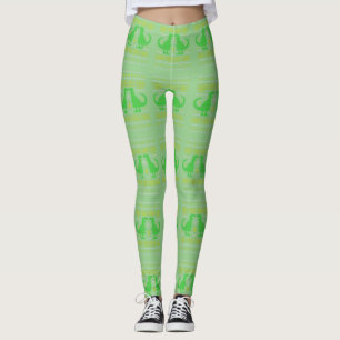 Legging suéter feio de dinossauro verde