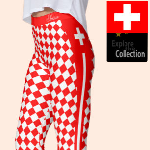Legging Suiças, moda premium, Bandeira Suíça