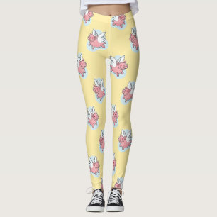 Legging Suínos Voadores Chineses Ano Novo Zodiac yellow Gi