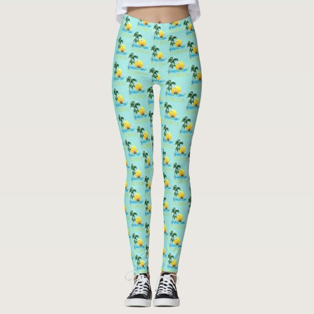 Legging Summer Florida Sailboat Sunset Coaster Beach (Frente)