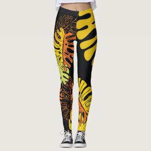Legging Summer Tropical Leaves Vintage Design