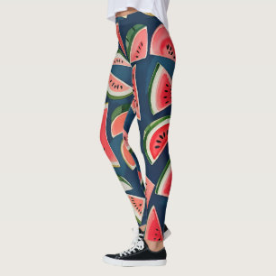 Legging Summer Watercolor Watermelon Slicen Patten