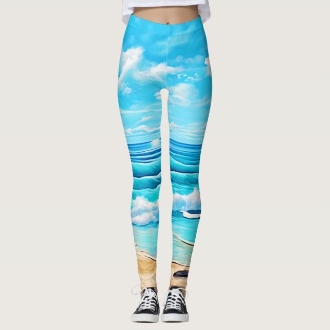 Legging Sunny Beach Waves Design (Frente)
