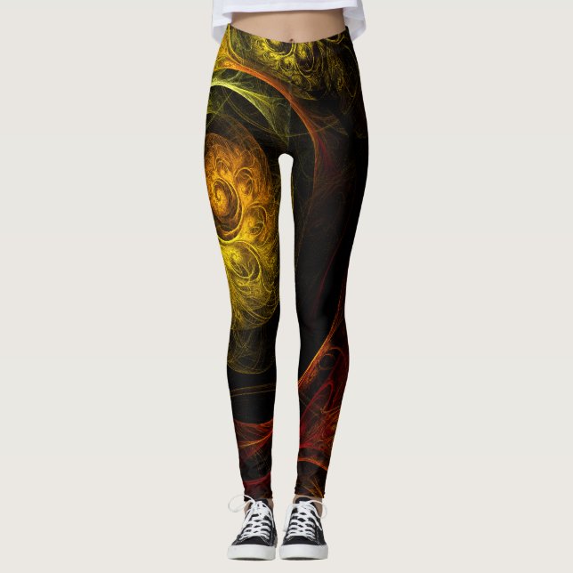 Legging Sunrise Floral Red Abstrato Art (Frente)