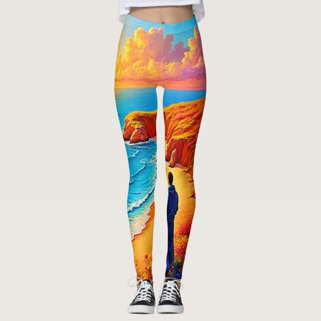 Legging Sunset Beach Solitude Serenity Design (Frente)