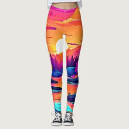 Legging Sunset Lake Fantasy Art