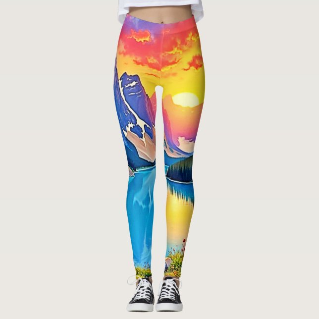 Legging Sunset Mountain Lake Majesty Art (Frente)