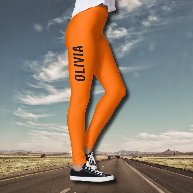 Legging Sunset Orange Modern Name | Tendência minimalista (Criador carregado)