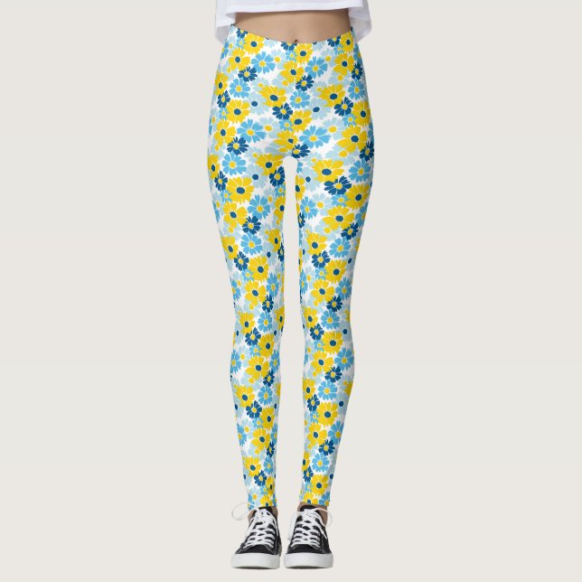 Legging Sunshine Blue Sky Daisy Blooming (Frente)