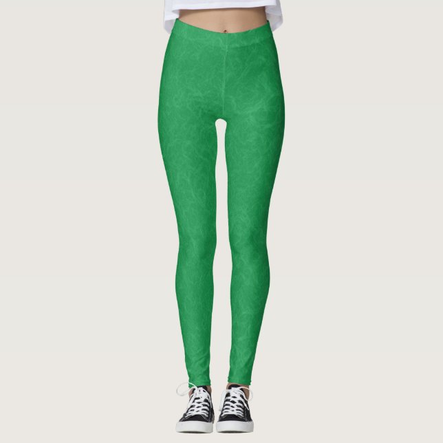 Legging Superfície verde texturizada com padrão espiral (Frente)