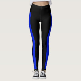 Legging SUPORTE as caneleiras AZUIS da listra azul