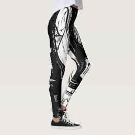 Legging surrealista preto e branco