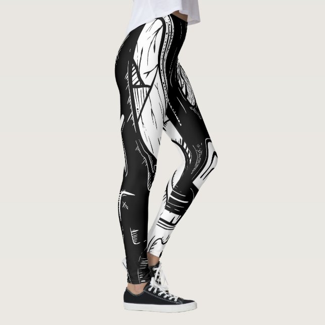 Legging surrealista preto e branco (Direita)
