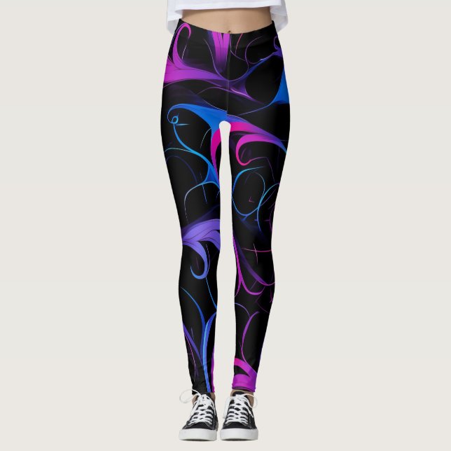 Legging 💫 Swirling Pink & Violet Pattern - Elegant & Myst (Frente)