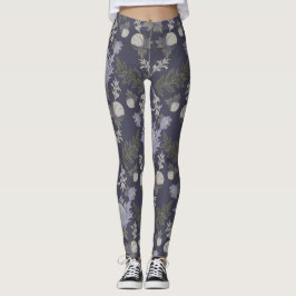 Legging Symmetrical dark purple floral pattern
