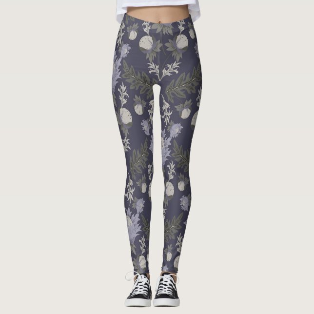 Legging Symmetrical dark purple floral pattern (Frente)
