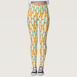 Legging Symmetrical retro pattern with interlocking teal