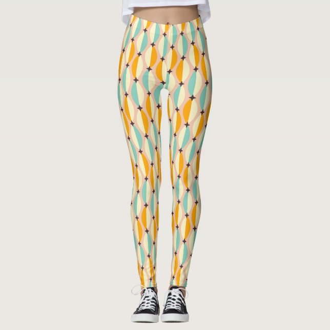 Legging Symmetrical retro pattern with interlocking teal (Frente)
