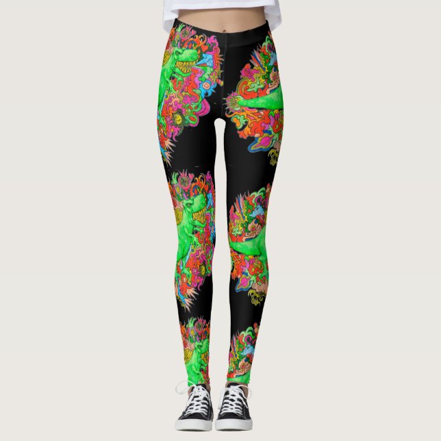 Legging T-Rex psicadélico (Frente)