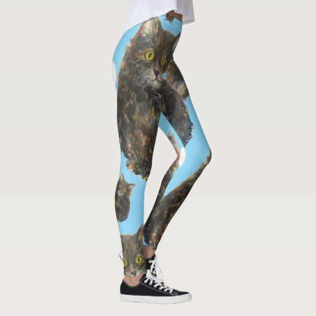 Legging Tabby Cat Pet Whimsical Maureen Girard Familiar (Direita)