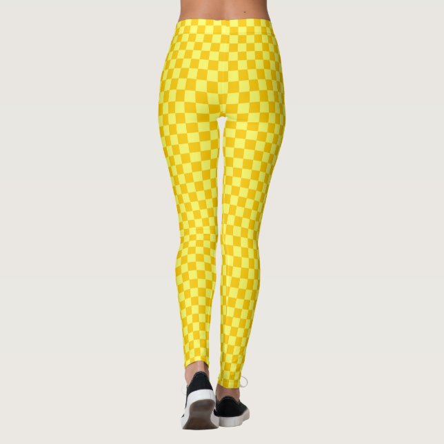 Legging Tabuleiro de damas amarelo da combinação por (Verso)