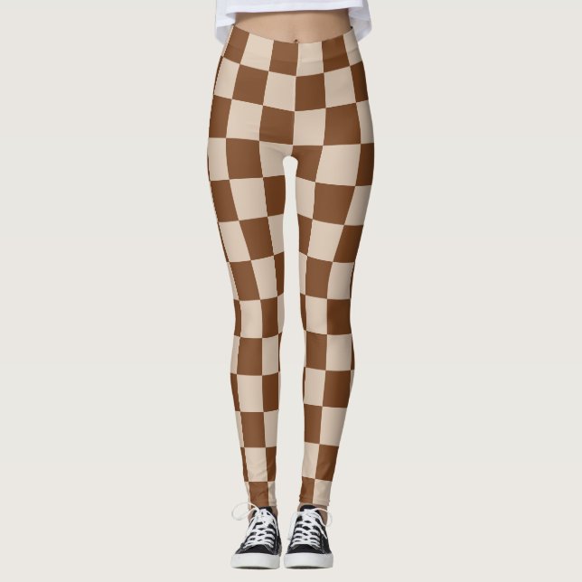 Legging Tabuleiro de xadrez escocês Tan da explosão e (Frente)