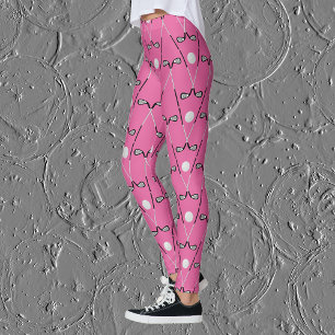 Legging Tacos de golfe com padrão rosa brilhante