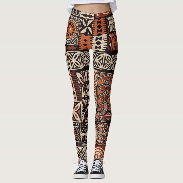 Legging Tapa Havaiana: Patchwork Tribal (Frente)