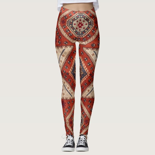 Legging Tapete Persa Turco Oriental Vermelho (Frente)