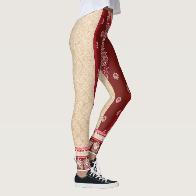 Legging tapete vermelho e bege com borda vermelha (Direita)