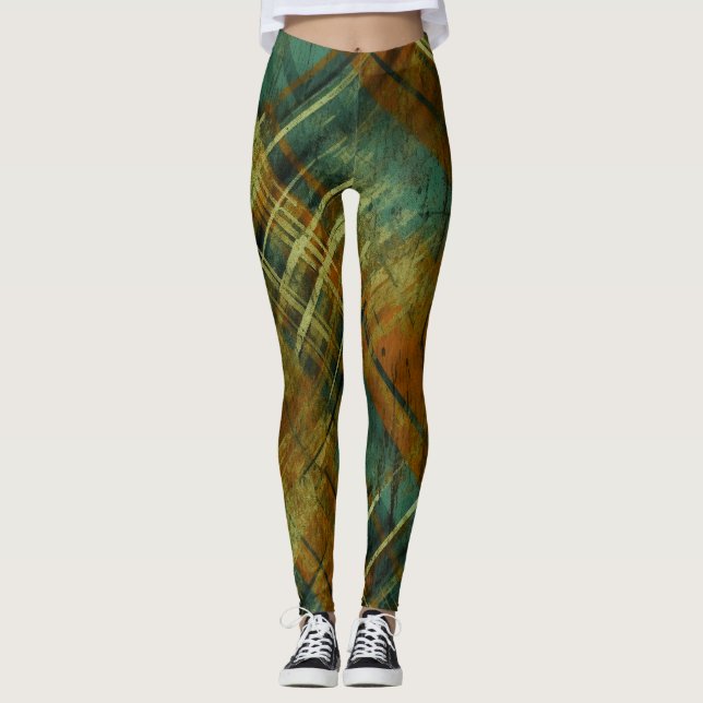 Legging Tartan Automático em Perturbação Cheio de Terra (Frente)