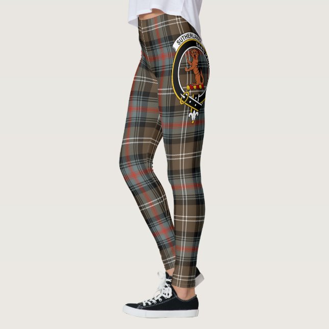 Legging Tartan Crest Desgastado do Clã Sutherland Scotstee (Esquerda)