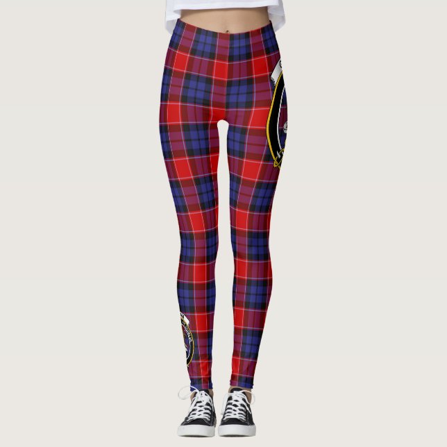 Legging Tartan do Brasão Vermelho do Clã Graham de Menteit (Frente)