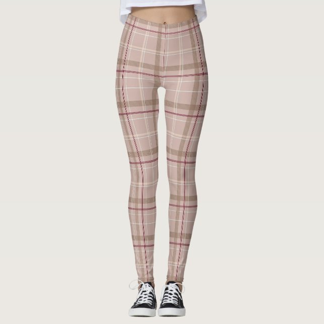 Legging Tartan Xadrez Burgundy Tan Rosa | Leguminosas (Frente)
