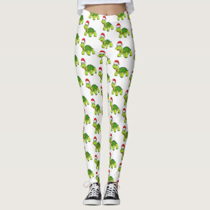 Legging Tartaruga feliz bonita vestindo chapéu de Papai No