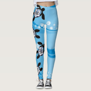 Legging tartarugas e hibiscus - caneleiras