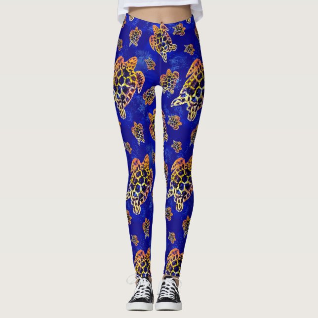 Legging Tartarugas marinhas Batik Arte Africana (Frente)