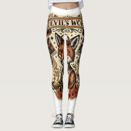 Legging Tatuagem de Cartão de Tarô da Raposa Astuta do Tra