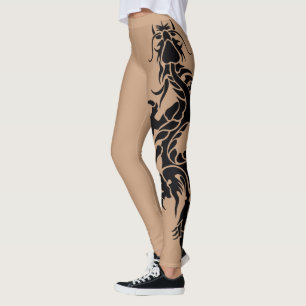 Legging Tatuagem De Dragão Tribal Preto A Cor Da Pele