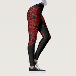 Legging Tatuagem do Corpo do Dragão Vermelho