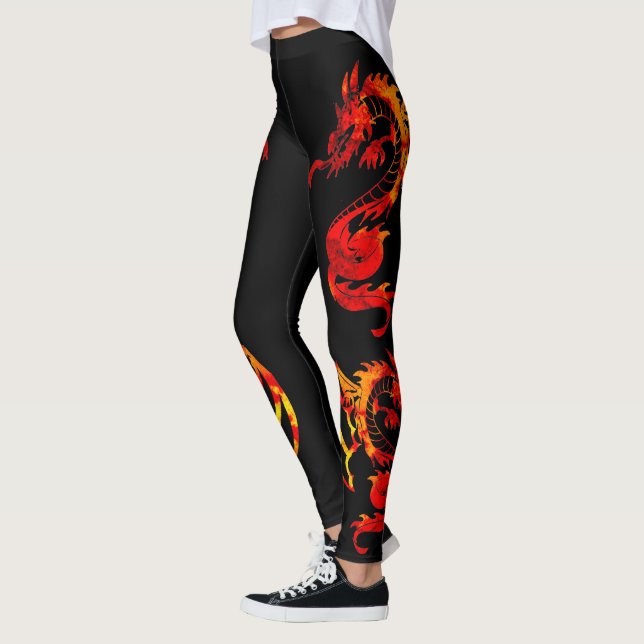 Legging Tatuagem do Dragão Fogo Vermelho (Esquerda)
