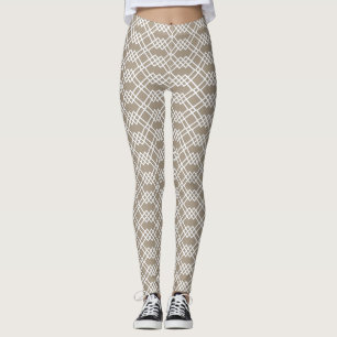 Legging Taupe Geométrica de Lata Moderna e Branco