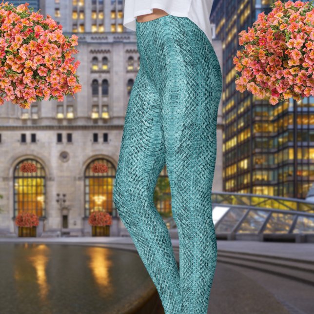 Legging Teal Blue Viper Snakeskin (Criador carregado)